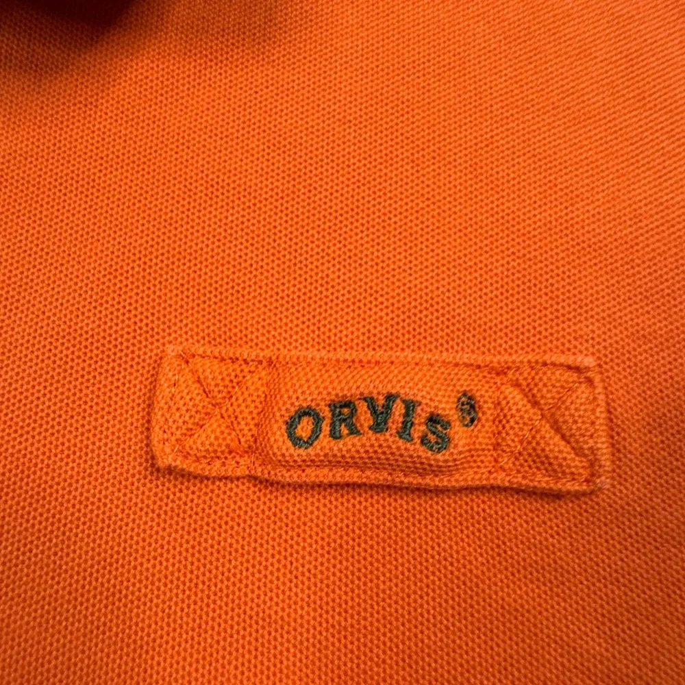 Orvis Mens XL Orange Pique Polo Shirt‎ Short Sleeve Contrast Collar EUC! Clean!